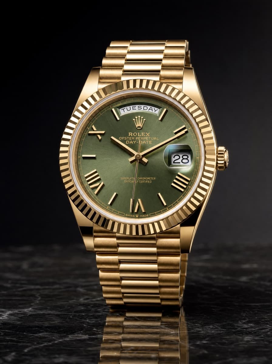 2016 Rolex Day-Date 40mm 18K Everose Gold Olive Green Roman Dial