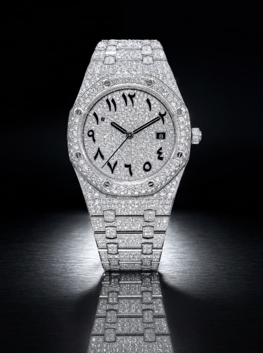 Audemars Piguet Royal Oak 41mm Stainless Steel Iced Out Arabic Dia