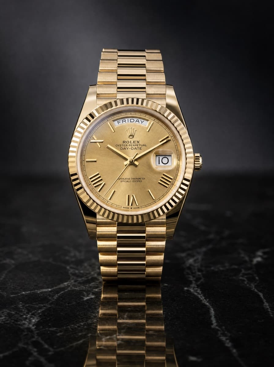2019 Rolex Day-Date 40mm 18K Yellow Gold Champagne Roman Dial RE