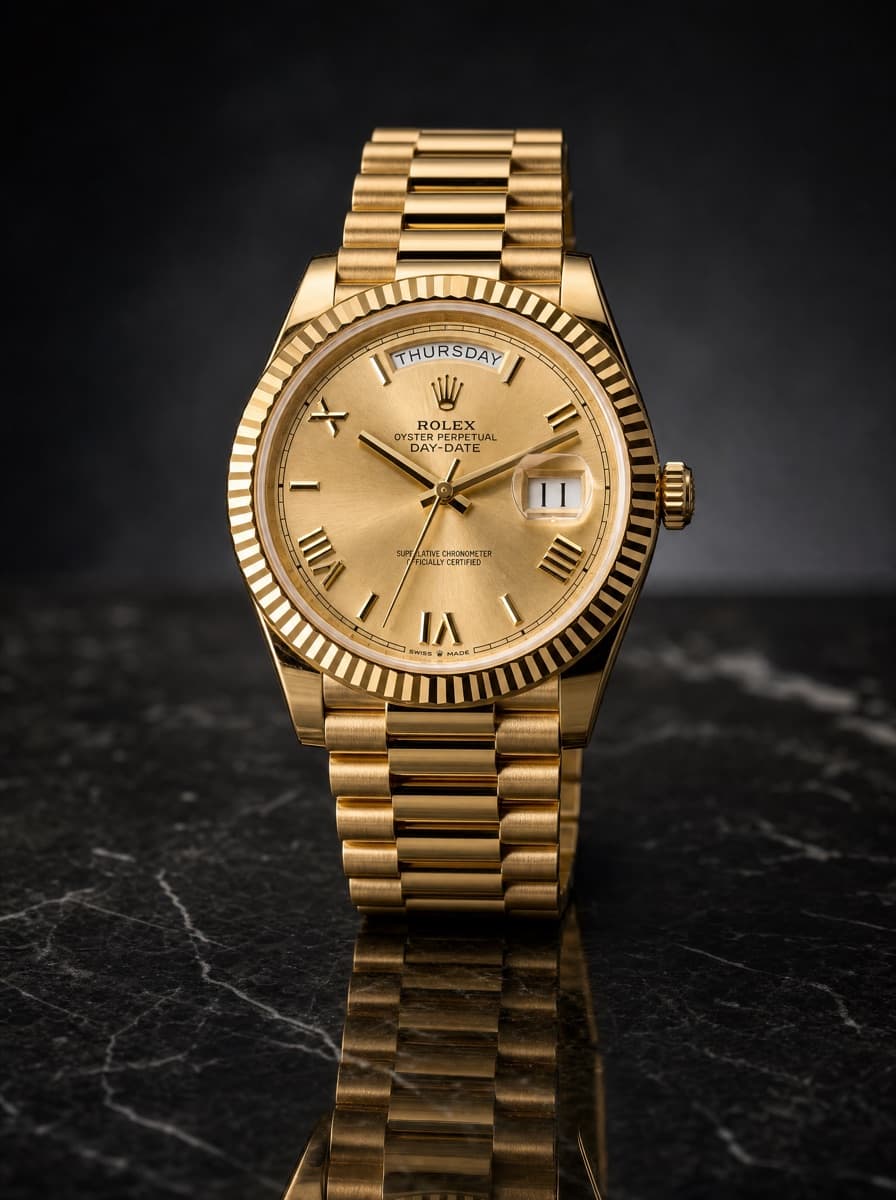 Rolex Day-Date 40mm 18K Yellow Gold Champagne Roman Dial REF: 22
