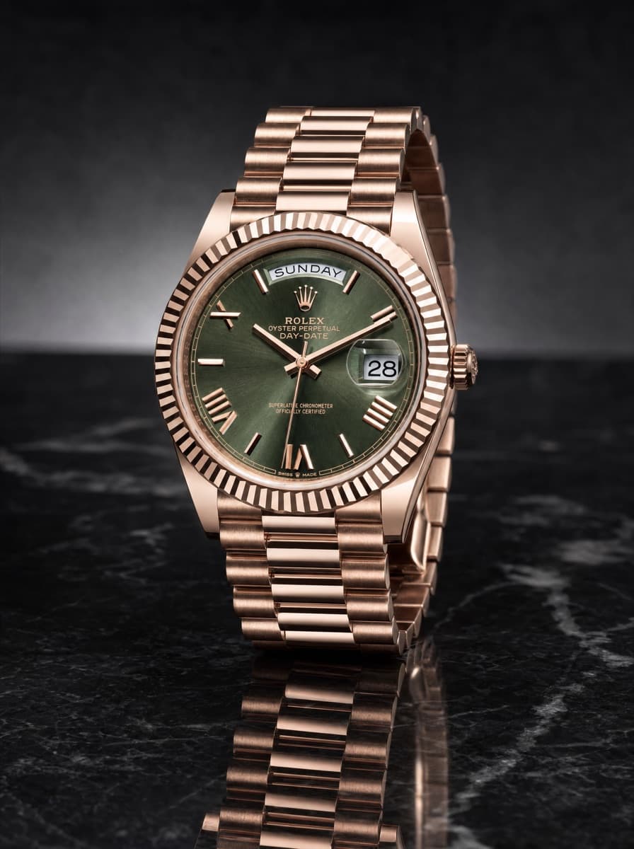2022 Rolex Day-Date 41mm Olive Green Dial 18K Everose Gold 228235
