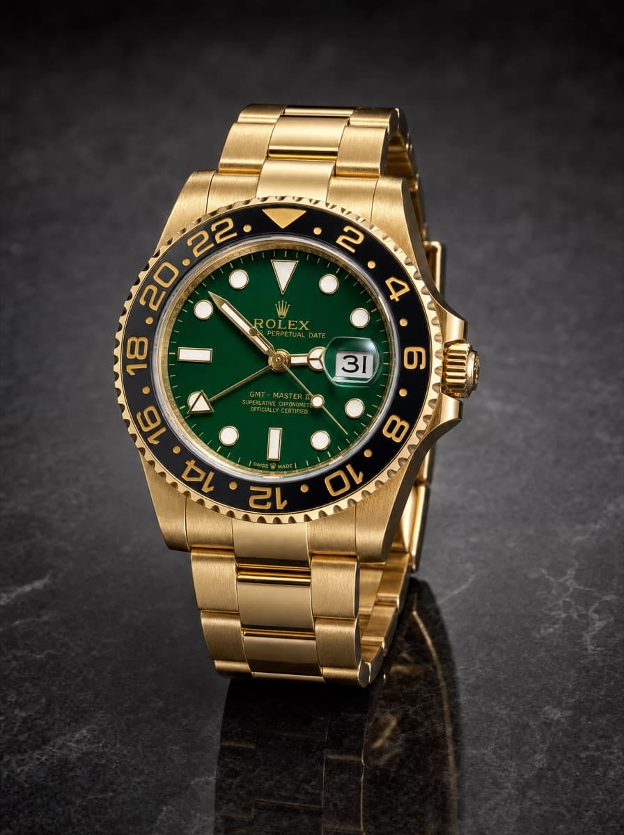 Rolex GMT-Master II 40mm 18K Yellow Gold Green Dial REF: 116718L